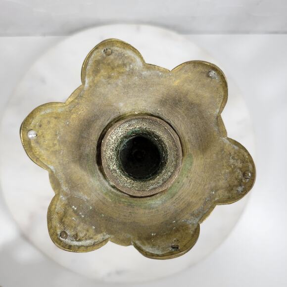 Antique Brass Candlesticks 11" Gold Candle Holder Crystal Prisms Ornate Art Deco - Picture 13 of 16